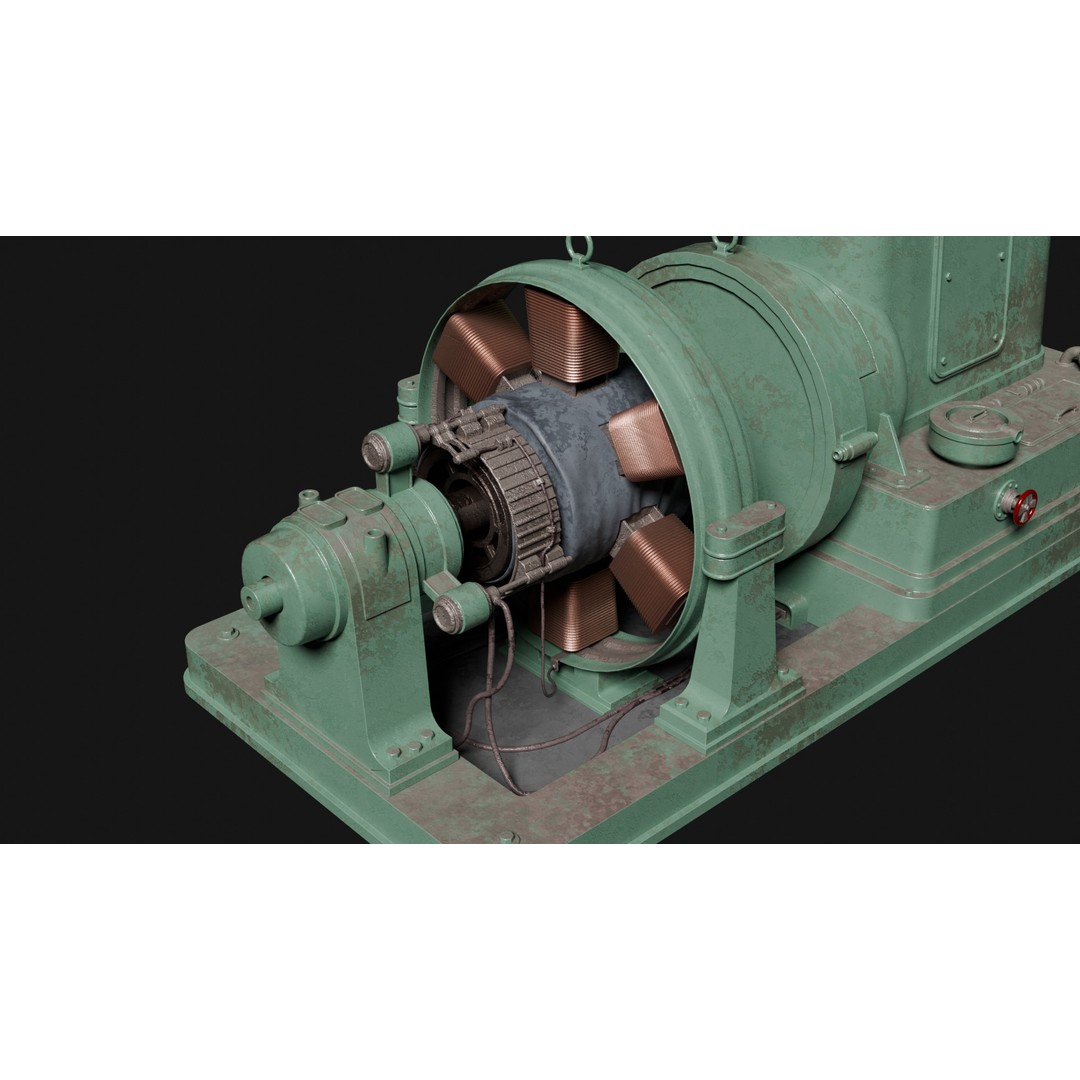 Old Electric Power Generator 3D Model – Modular Low Poly Game Asset, FBX - View 4