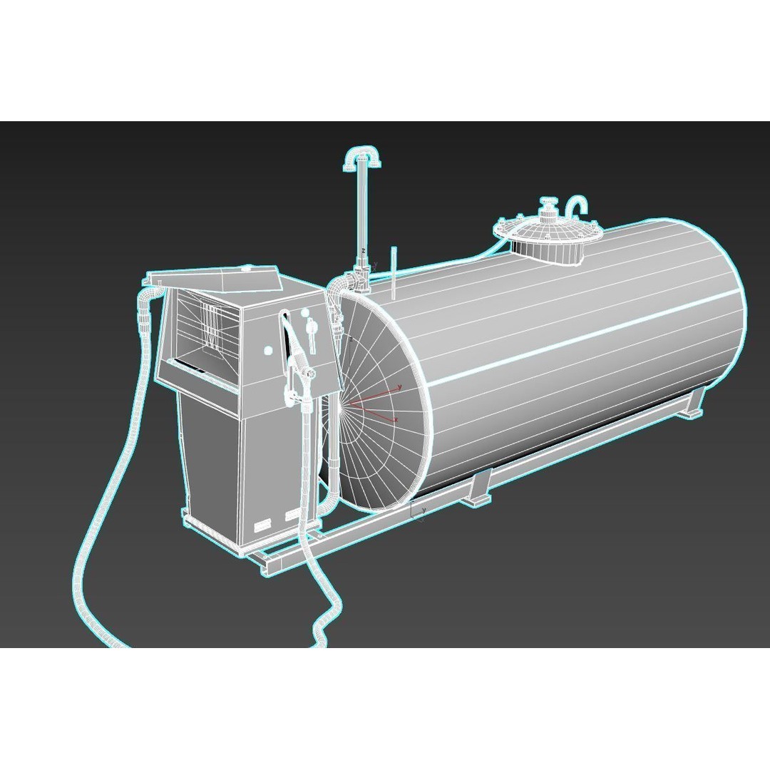 Old Gas Pump and Gas Tank 3D Model – Realistic PBR Textures, FBX