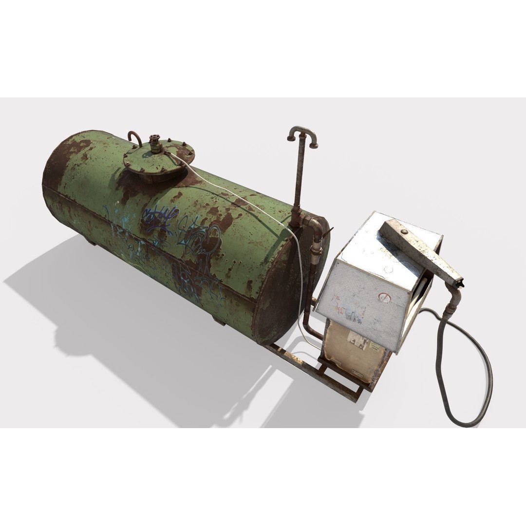 Old Gas Pump and Gas Tank 3D Model – Realistic PBR Textures, FBX - View 10