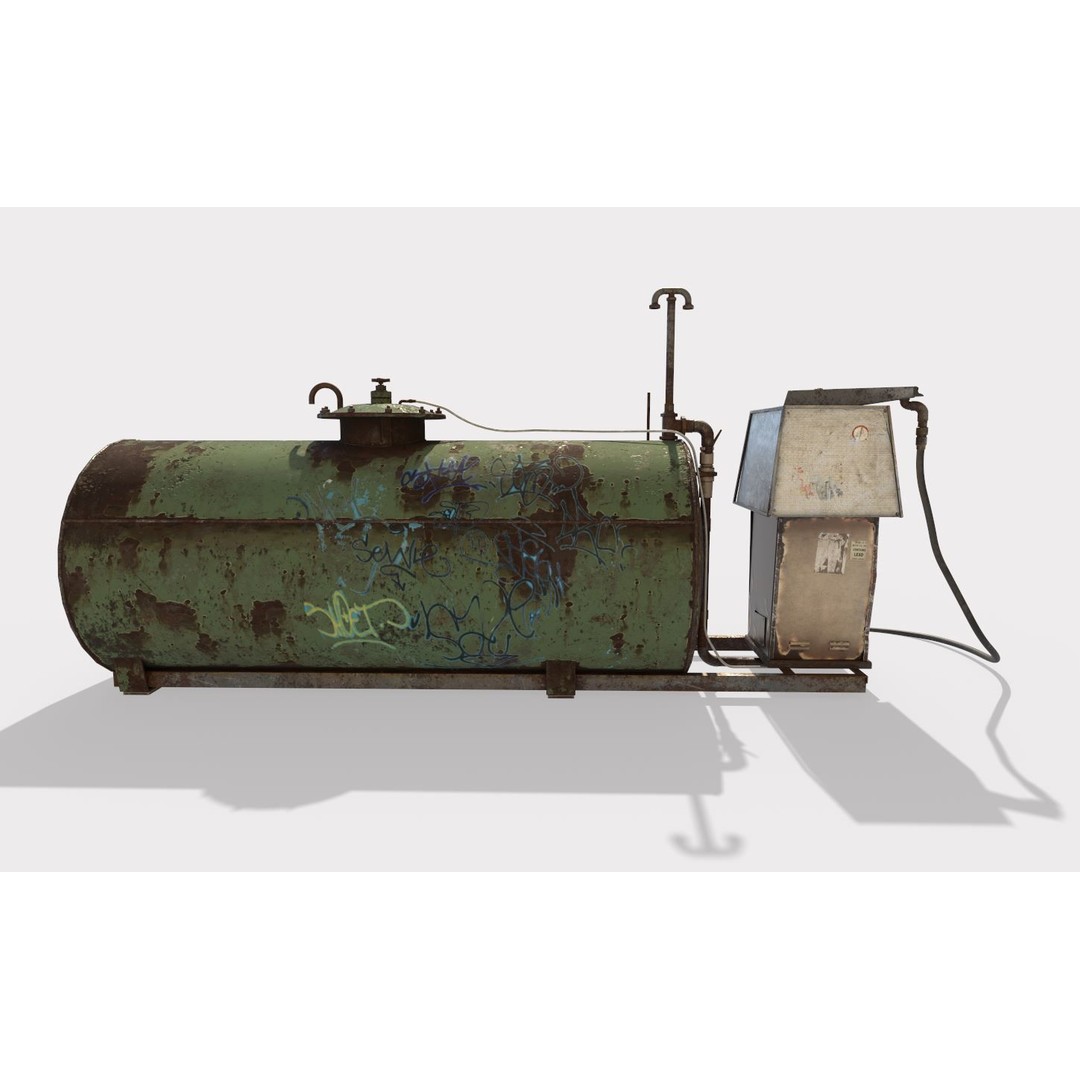 Old Gas Pump and Gas Tank 3D Model – Realistic PBR Textures, FBX - View 11