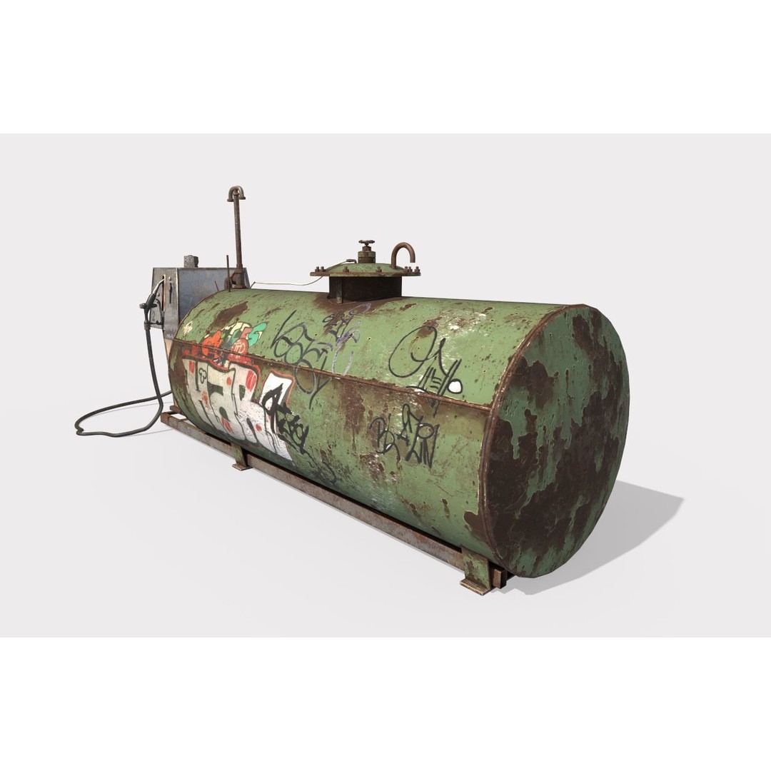 Old Gas Pump and Gas Tank 3D Model – Realistic PBR Textures, FBX - View 12