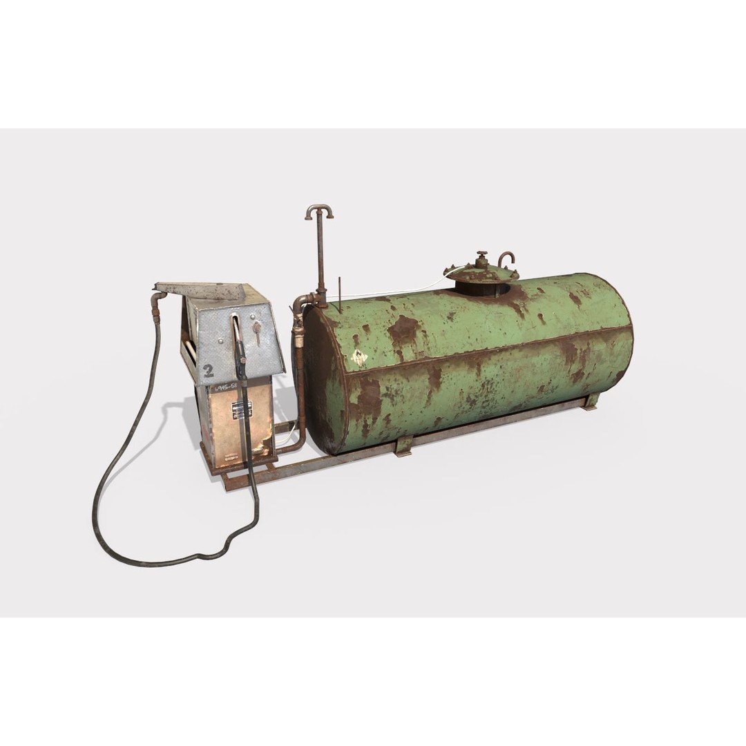 Old Gas Pump and Gas Tank 3D Model – Realistic PBR Textures, FBX - View 6