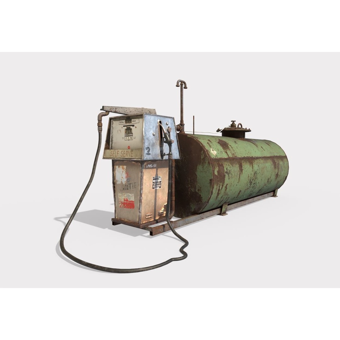 Old Gas Pump and Gas Tank 3D Model – Realistic PBR Textures, FBX - View 8
