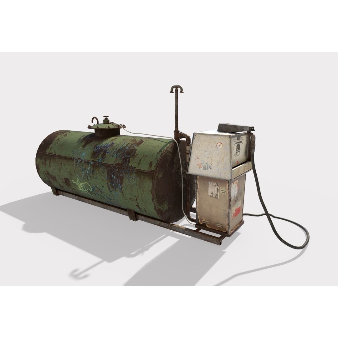 Old Gas Pump and Gas Tank 3D Model – Realistic PBR Textures, FBX - View 9