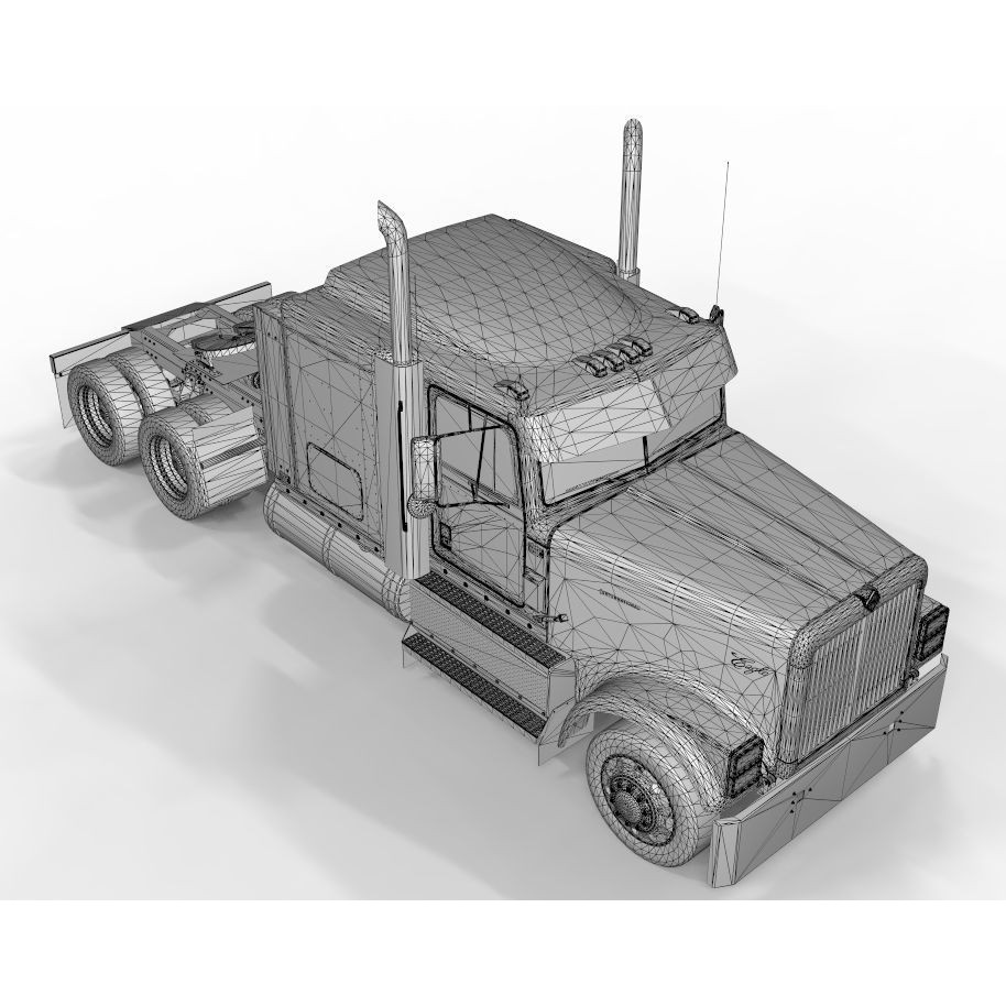 International 9300 Truck 3D Model – Flat Top Vehicle with Textures, FBX & OBJ