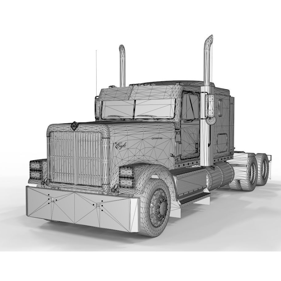 International 9300 Truck 3D Model – Flat Top Vehicle with Textures, FBX & OBJ - View 11