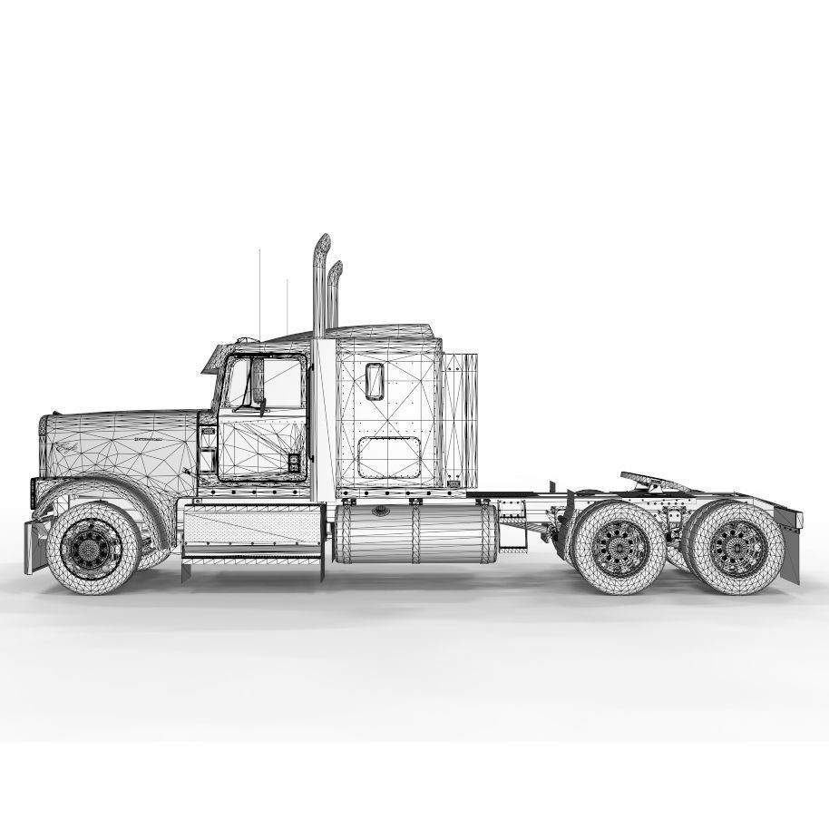 International 9300 Truck 3D Model – Flat Top Vehicle with Textures, FBX & OBJ - View 12
