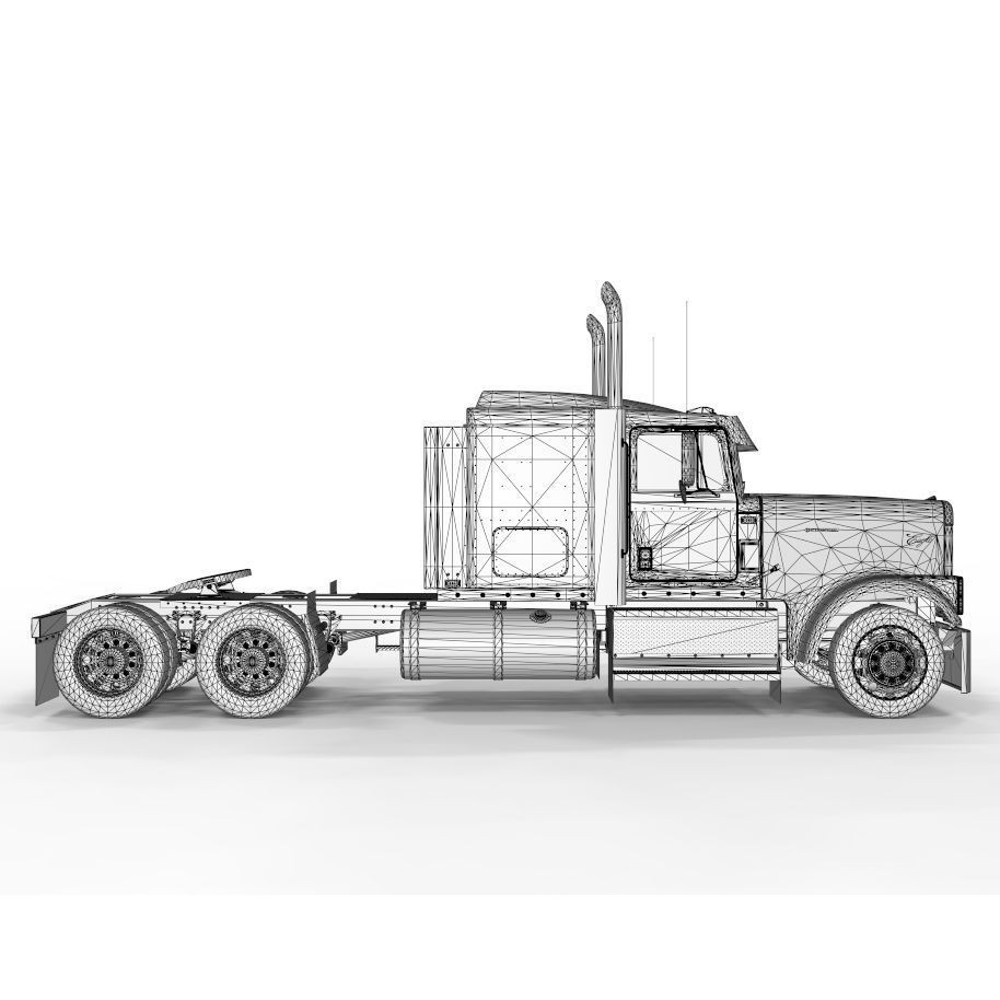 International 9300 Truck 3D Model – Flat Top Vehicle with Textures, FBX & OBJ - View 13