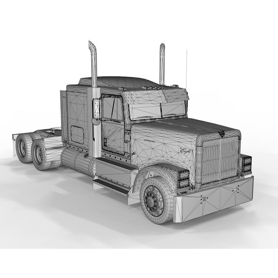 International 9300 Truck 3D Model – Flat Top Vehicle with Textures, FBX & OBJ - View 16