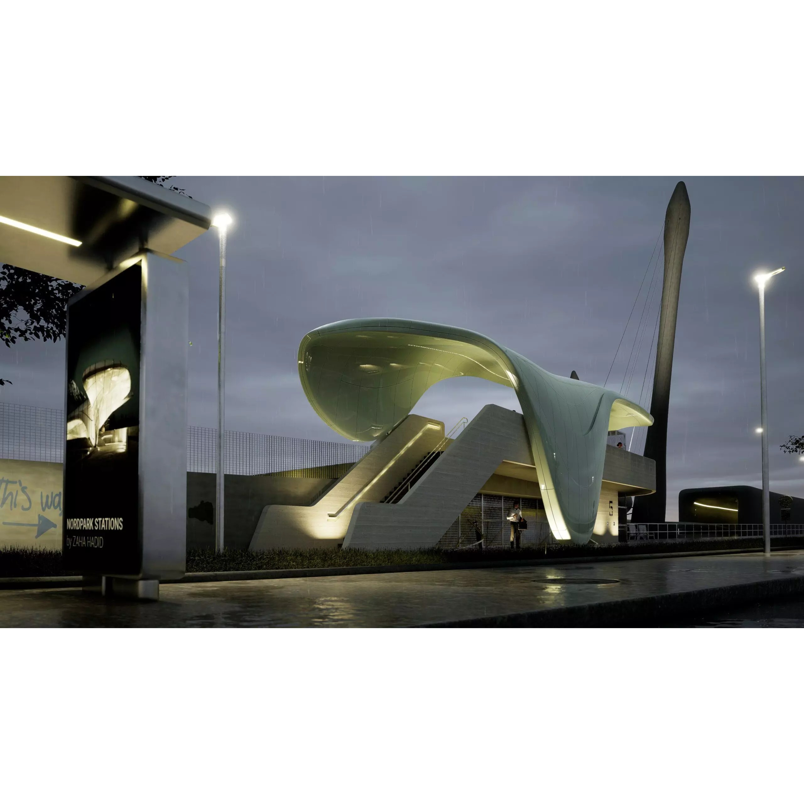 Nordpark Station - Detailed Architectural 3D Model - View 24