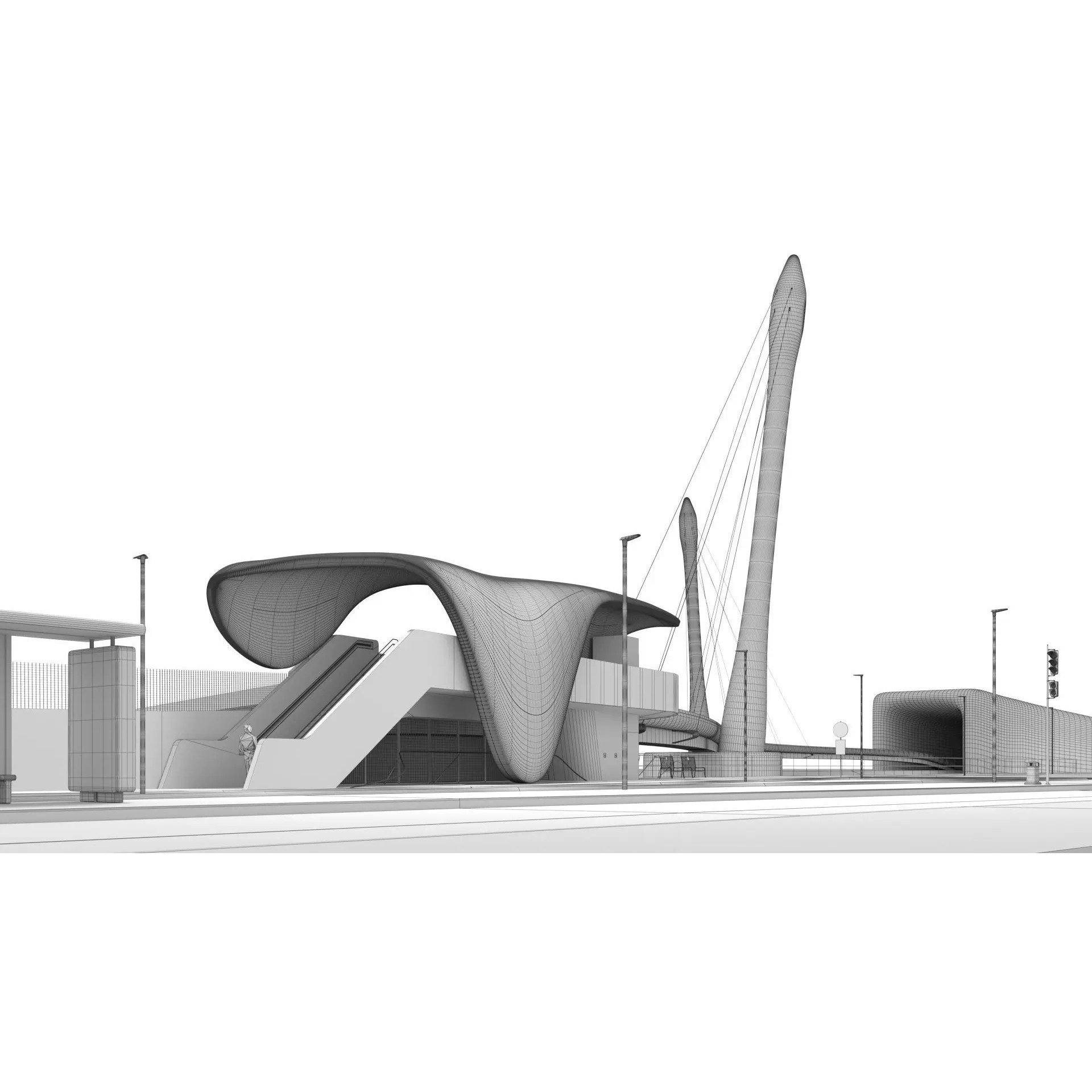 Nordpark Station - Detailed Architectural 3D Model - View 3