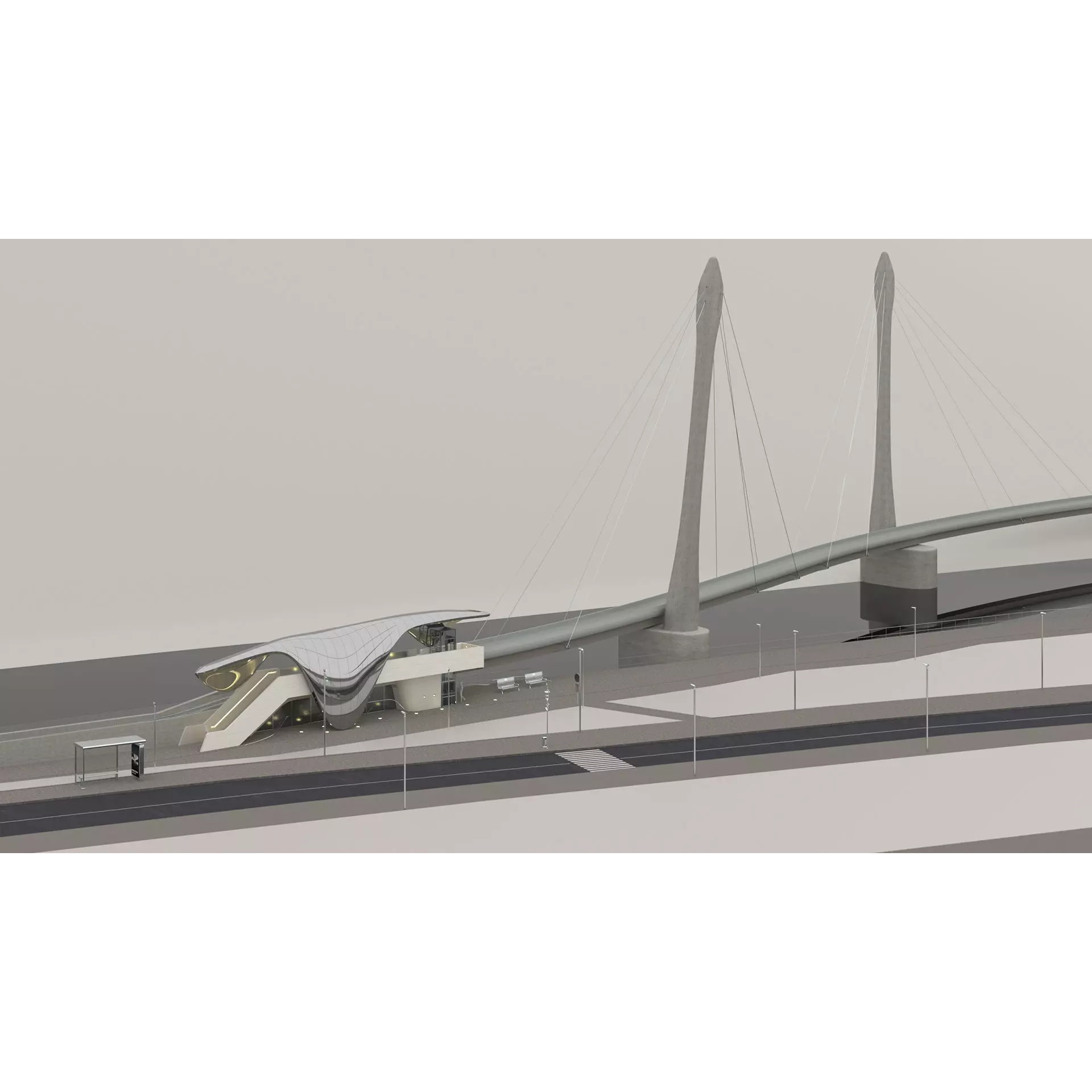 Nordpark Station - Detailed Architectural 3D Model - View 4