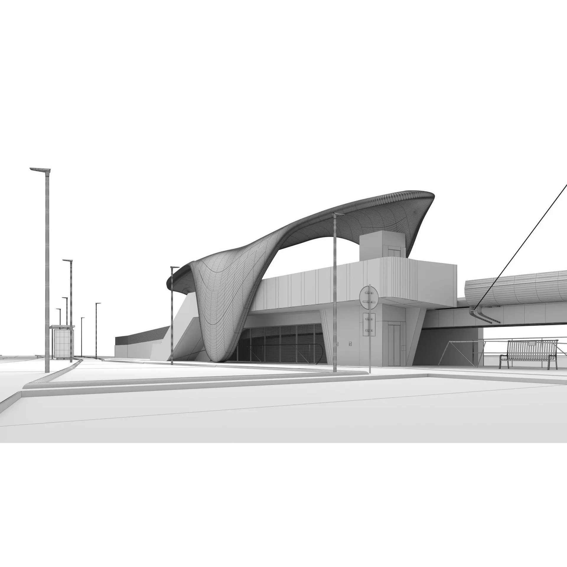 Nordpark Station - Detailed Architectural 3D Model - View 8