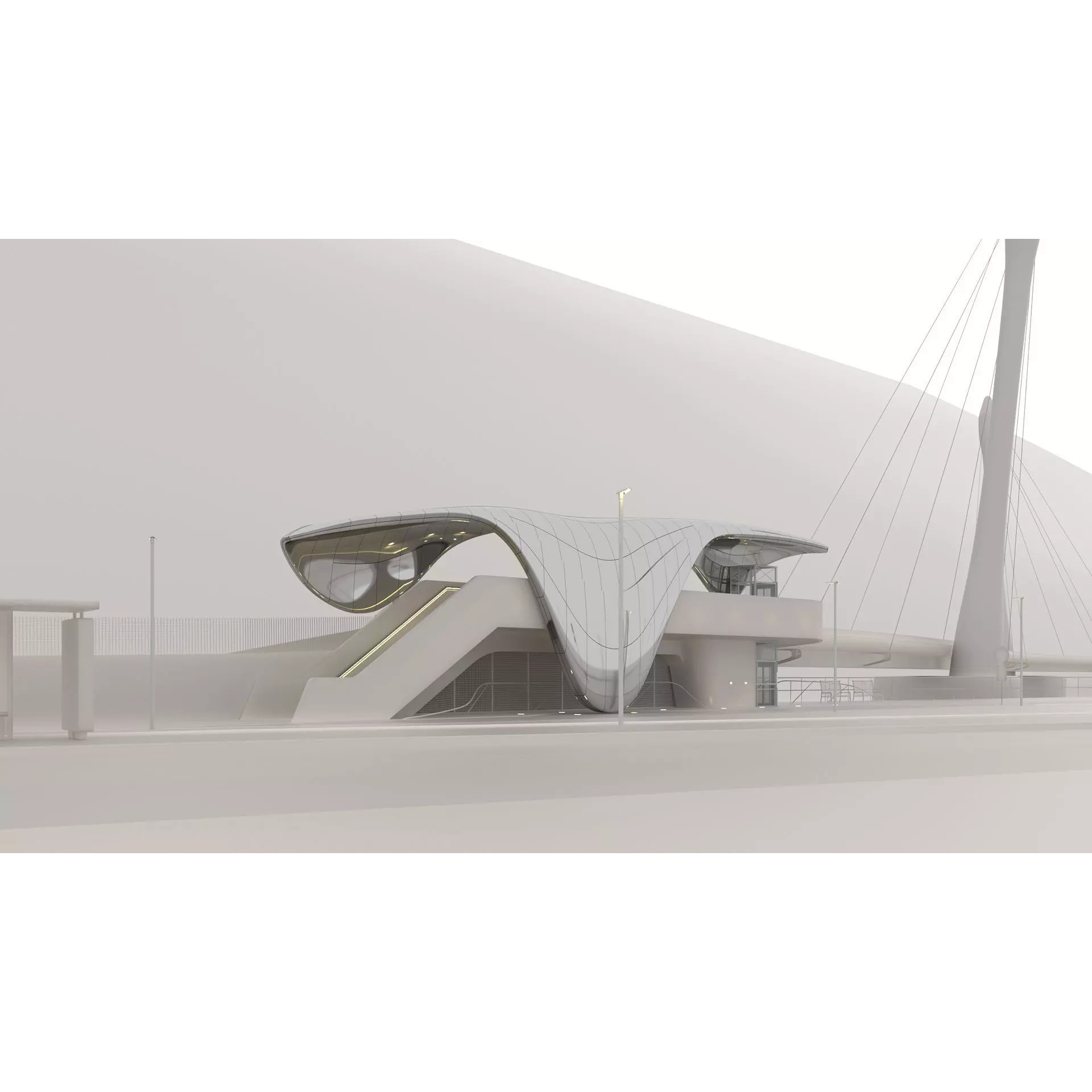 Nordpark Station - Detailed Architectural 3D Model - View 9