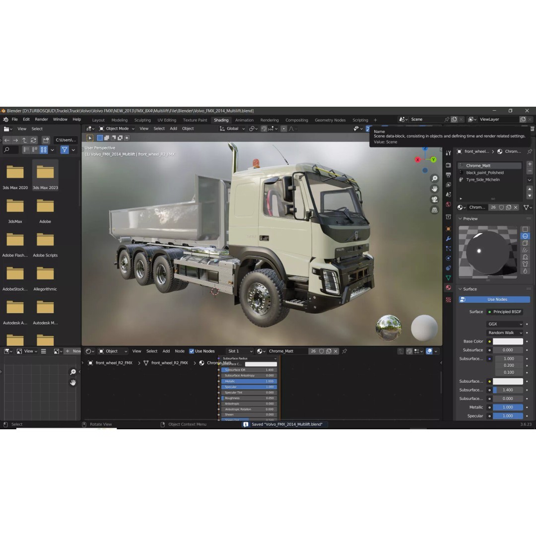 Volvo FMX 2014 3D Model – High Poly Truck with Multilift System, FBX/OBJ - View 8