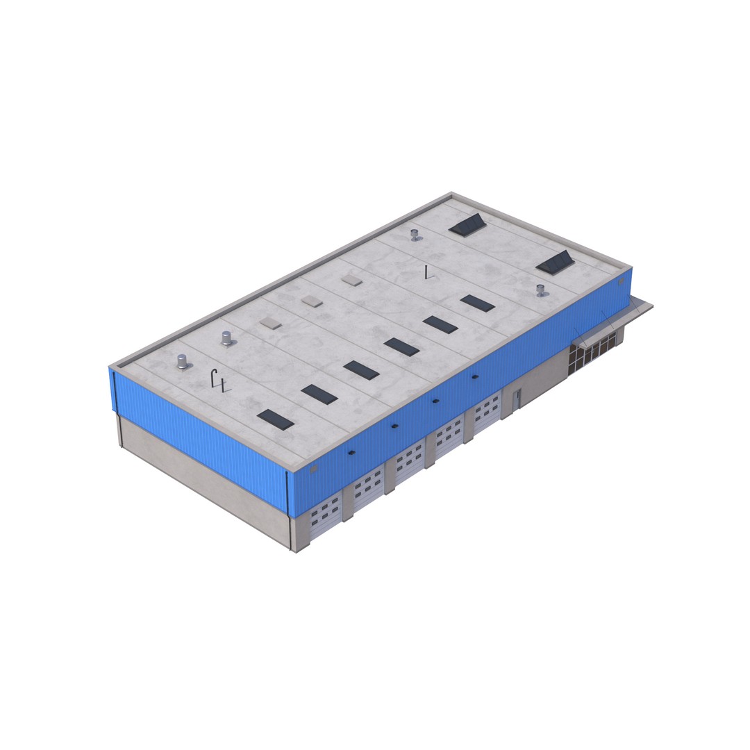 Industrial Building 3D Model – Low Poly Exterior Asset, FBX & OBJ - View 10