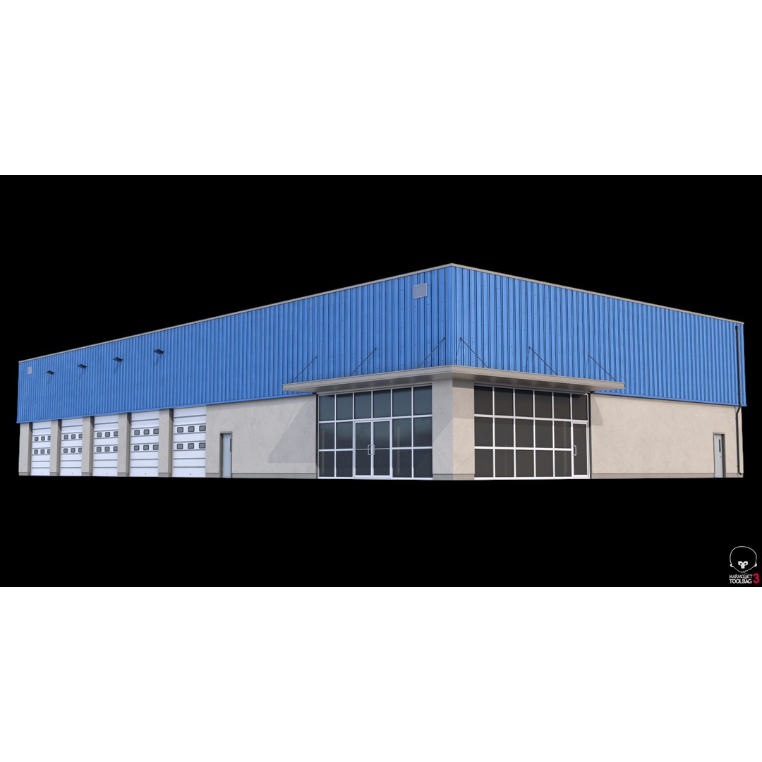 Industrial Building 3D Model – Low Poly Exterior Asset, FBX & OBJ - View 13
