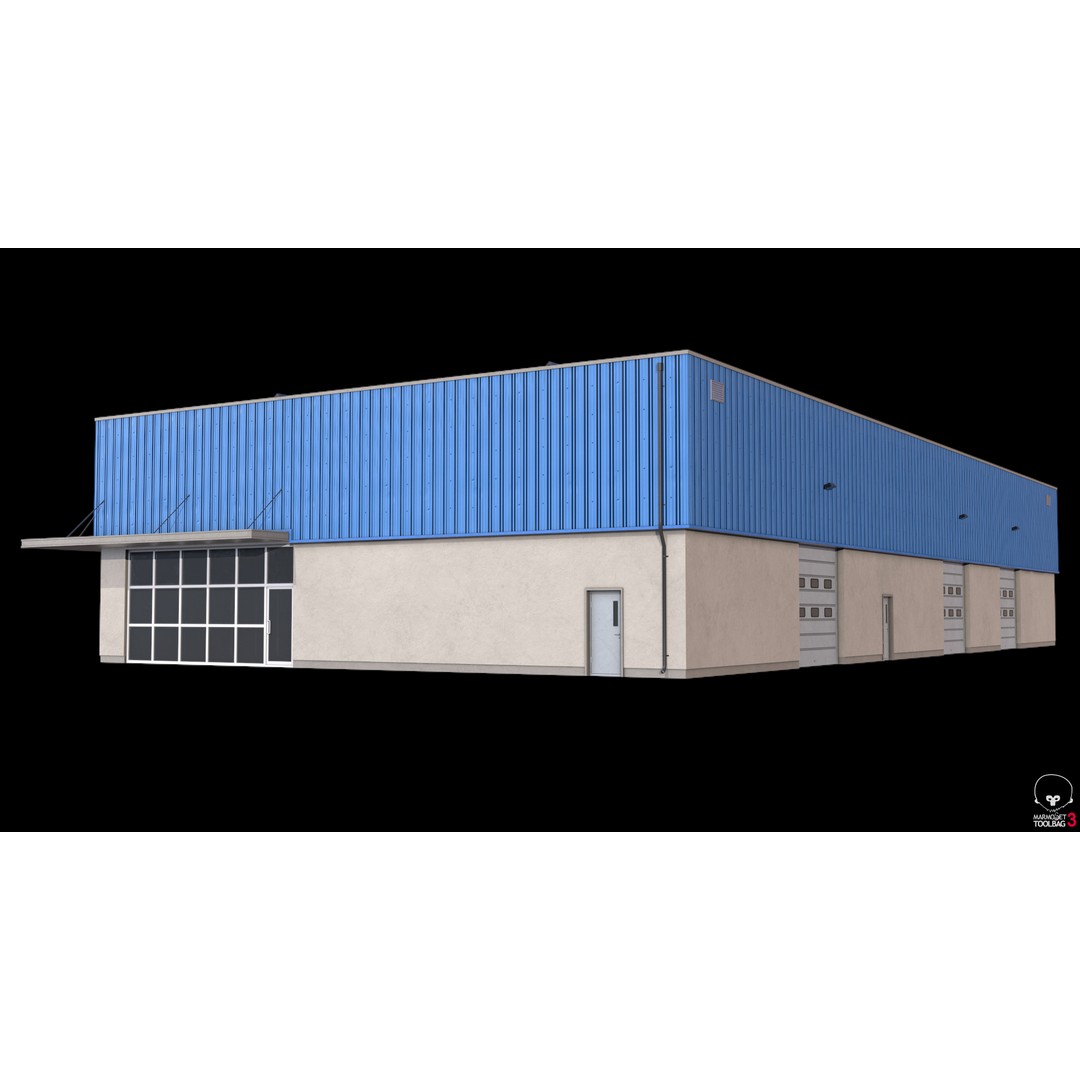 Industrial Building 3D Model – Low Poly Exterior Asset, FBX & OBJ - View 14