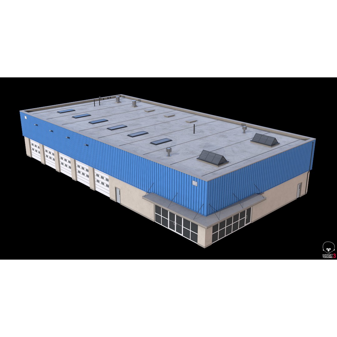 Industrial Building 3D Model – Low Poly Exterior Asset, FBX & OBJ - View 15