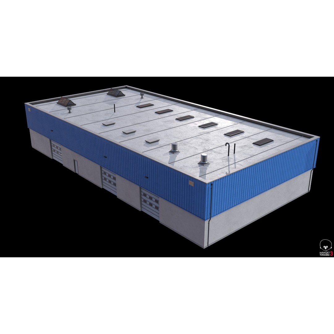 Industrial Building 3D Model – Low Poly Exterior Asset, FBX & OBJ - View 16