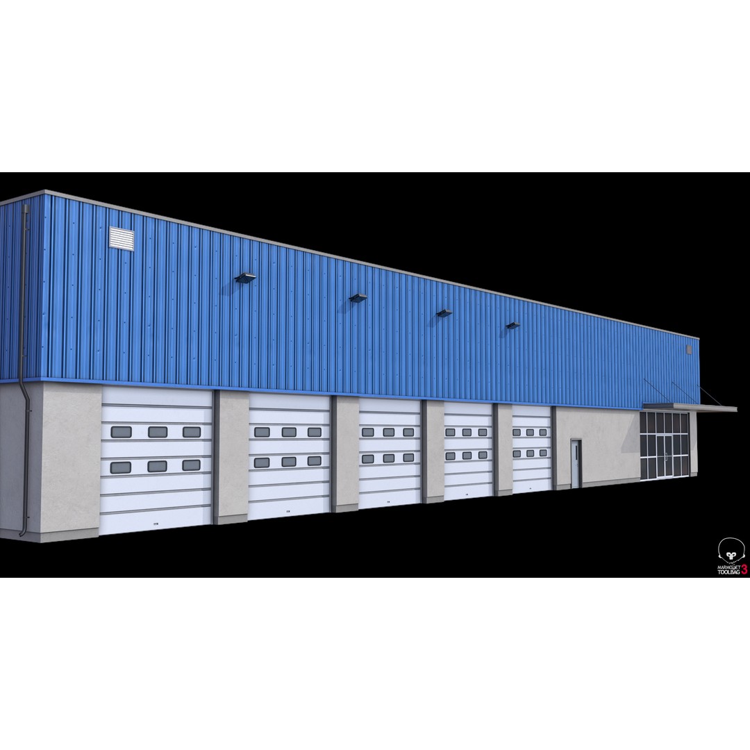 Industrial Building 3D Model – Low Poly Exterior Asset, FBX & OBJ - View 17