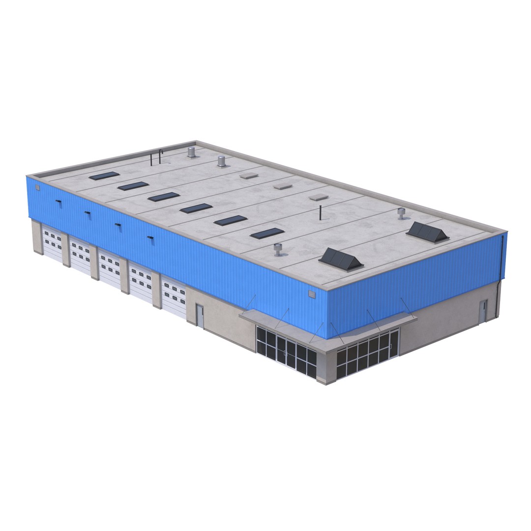 Industrial Building 3D Model – Low Poly Exterior Asset, FBX & OBJ - View 3