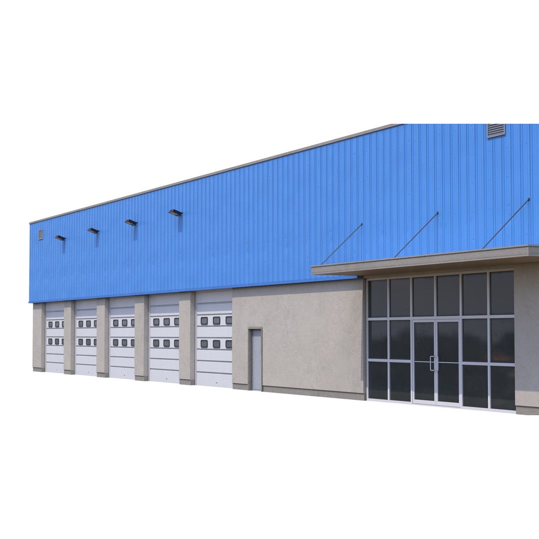 Industrial Building 3D Model – Low Poly Exterior Asset, FBX & OBJ - View 5