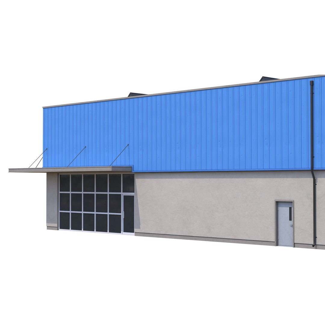 Industrial Building 3D Model – Low Poly Exterior Asset, FBX & OBJ - View 6