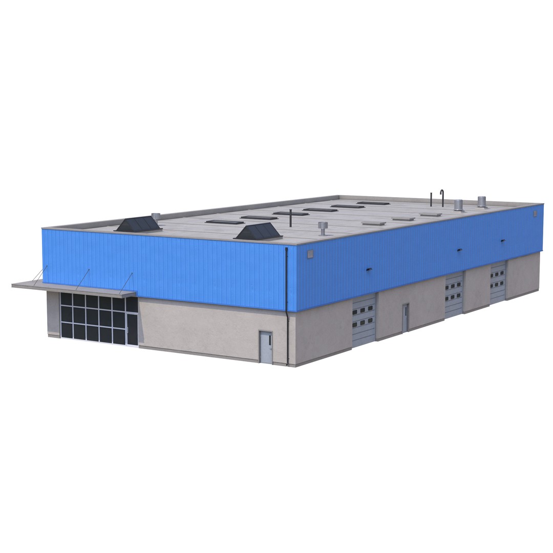 Industrial Building 3D Model – Low Poly Exterior Asset, FBX & OBJ - View 7