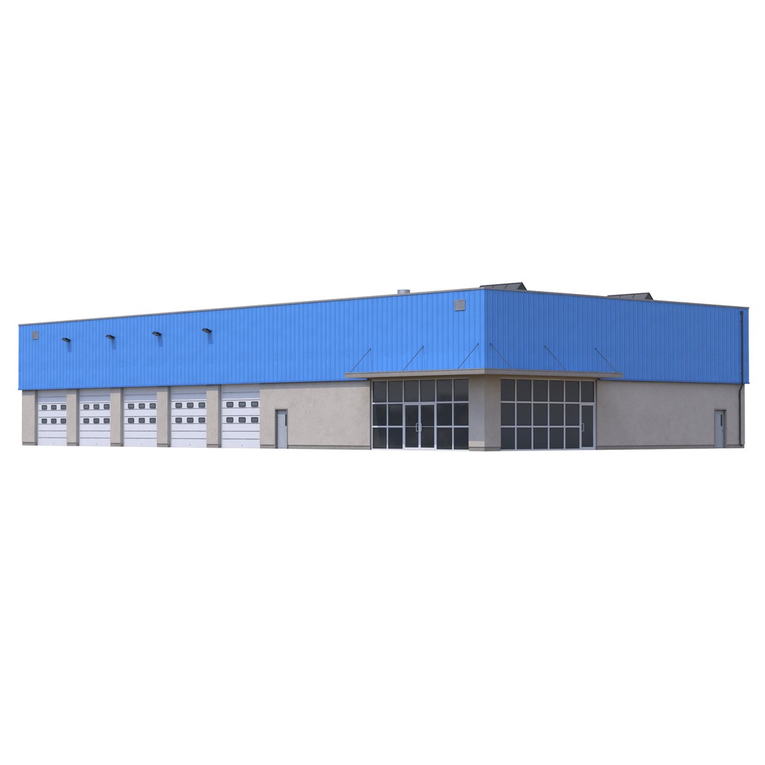 Industrial Building 3D Model – Low Poly Exterior Asset, FBX & OBJ - View 8