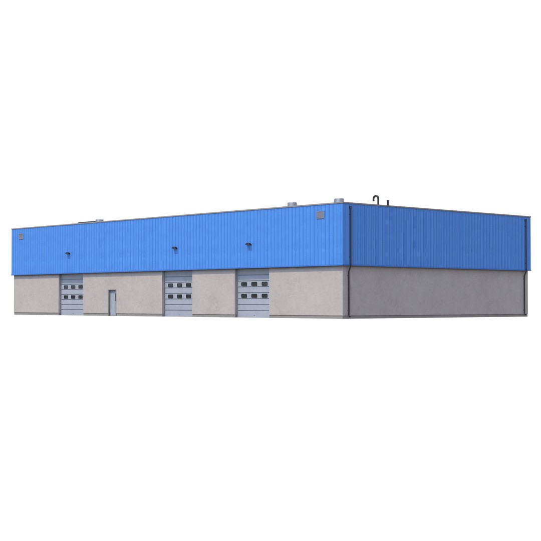 Industrial Building 3D Model – Low Poly Exterior Asset, FBX & OBJ - View 9