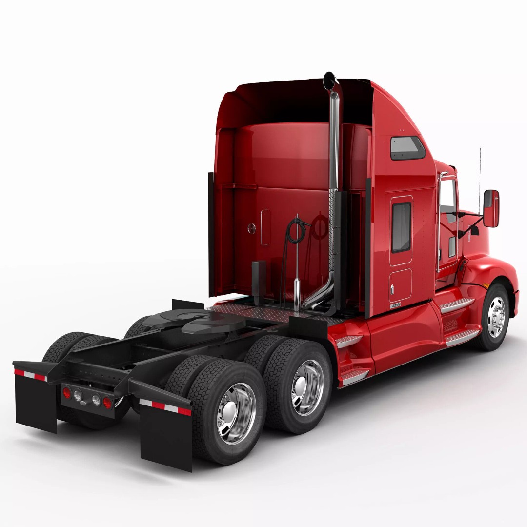 Kenworth T660 Flatbed 3D Model – High Poly Truck with Trailer, FBX, OBJ - View 11