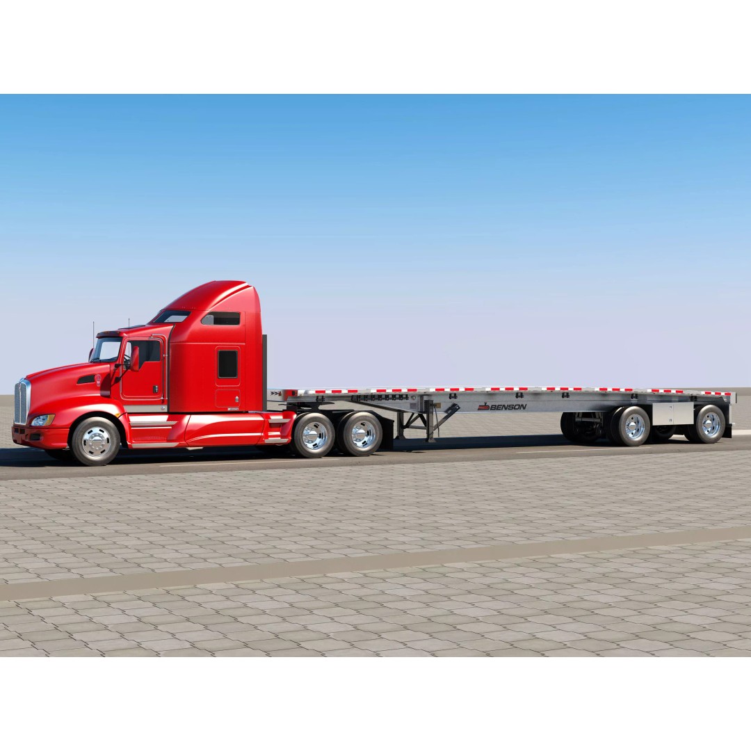 Kenworth T660 Flatbed 3D Model – High Poly Truck with Trailer, FBX, OBJ - View 3