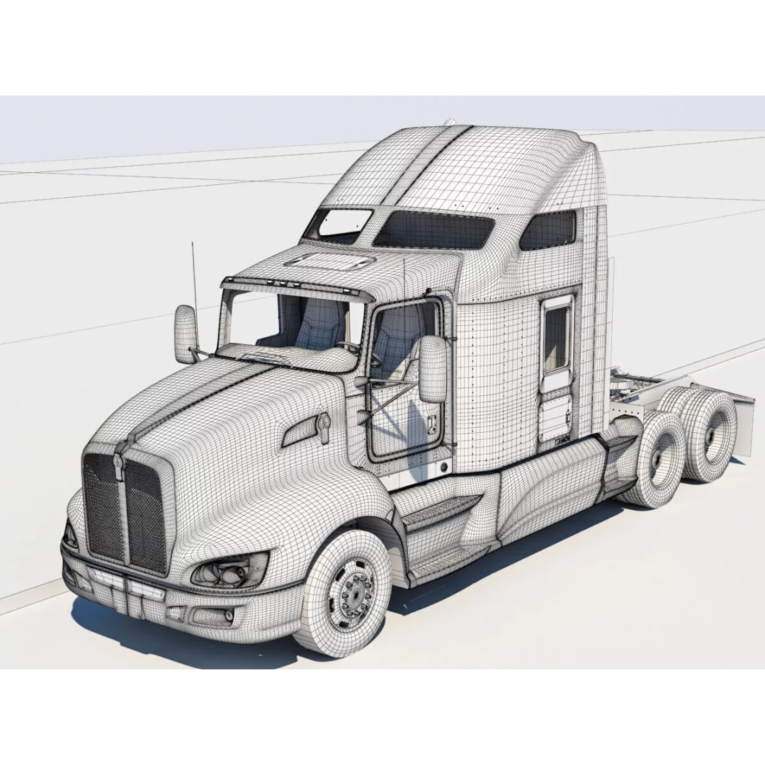 Kenworth T660 Flatbed 3D Model – High Poly Truck with Trailer, FBX, OBJ - View 31