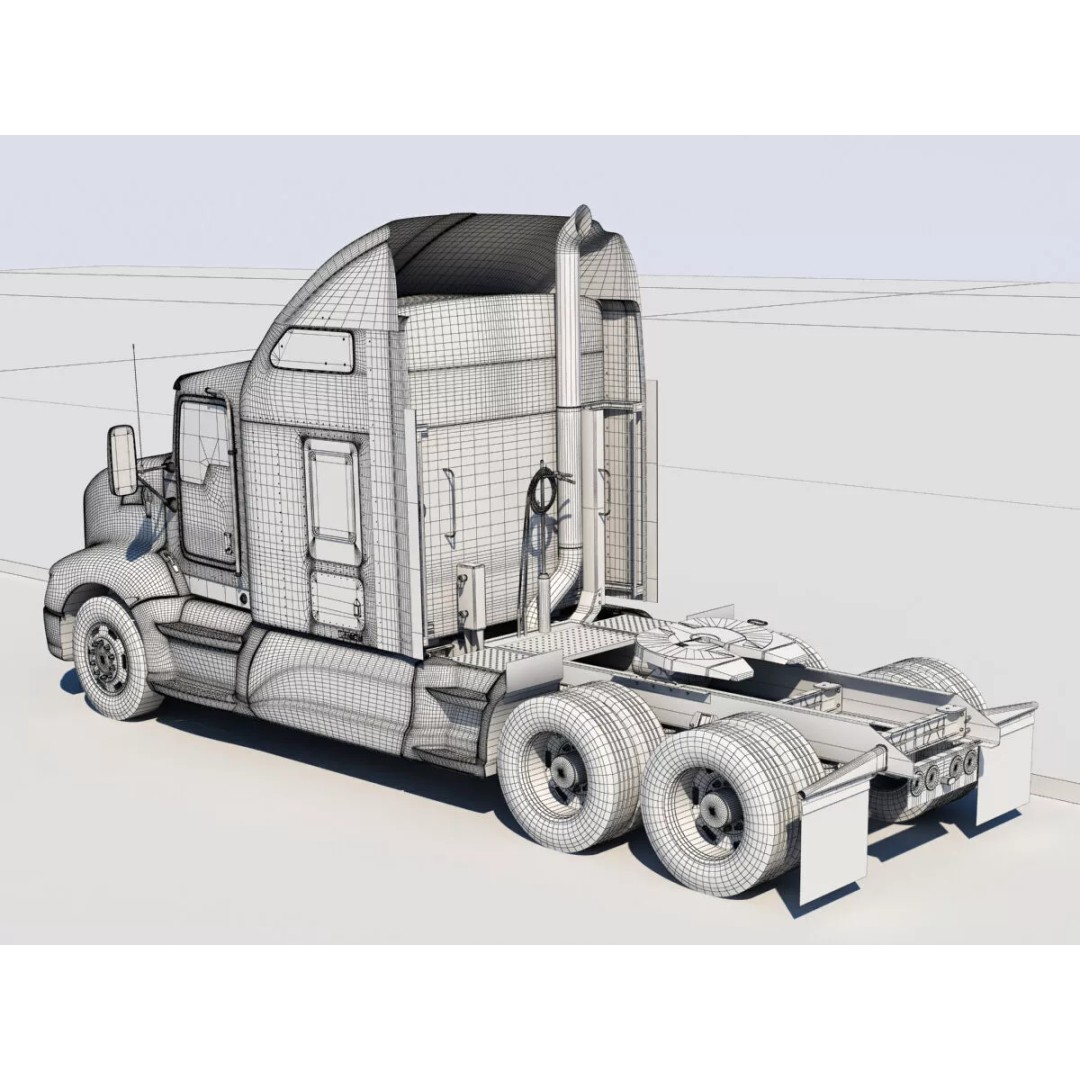 Kenworth T660 Flatbed 3D Model – High Poly Truck with Trailer, FBX, OBJ - View 32