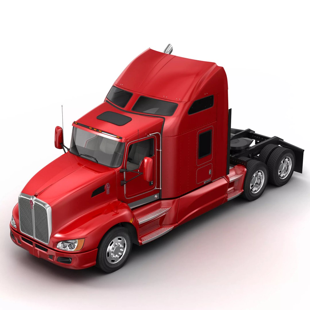Kenworth T660 Flatbed 3D Model – High Poly Truck with Trailer, FBX, OBJ - View 9