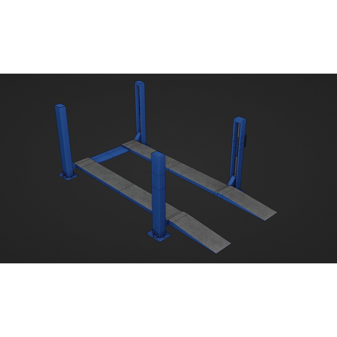 Car Lift 3D Model – Low Poly Industrial Asset, FBX, OBJ, PBR - View 10