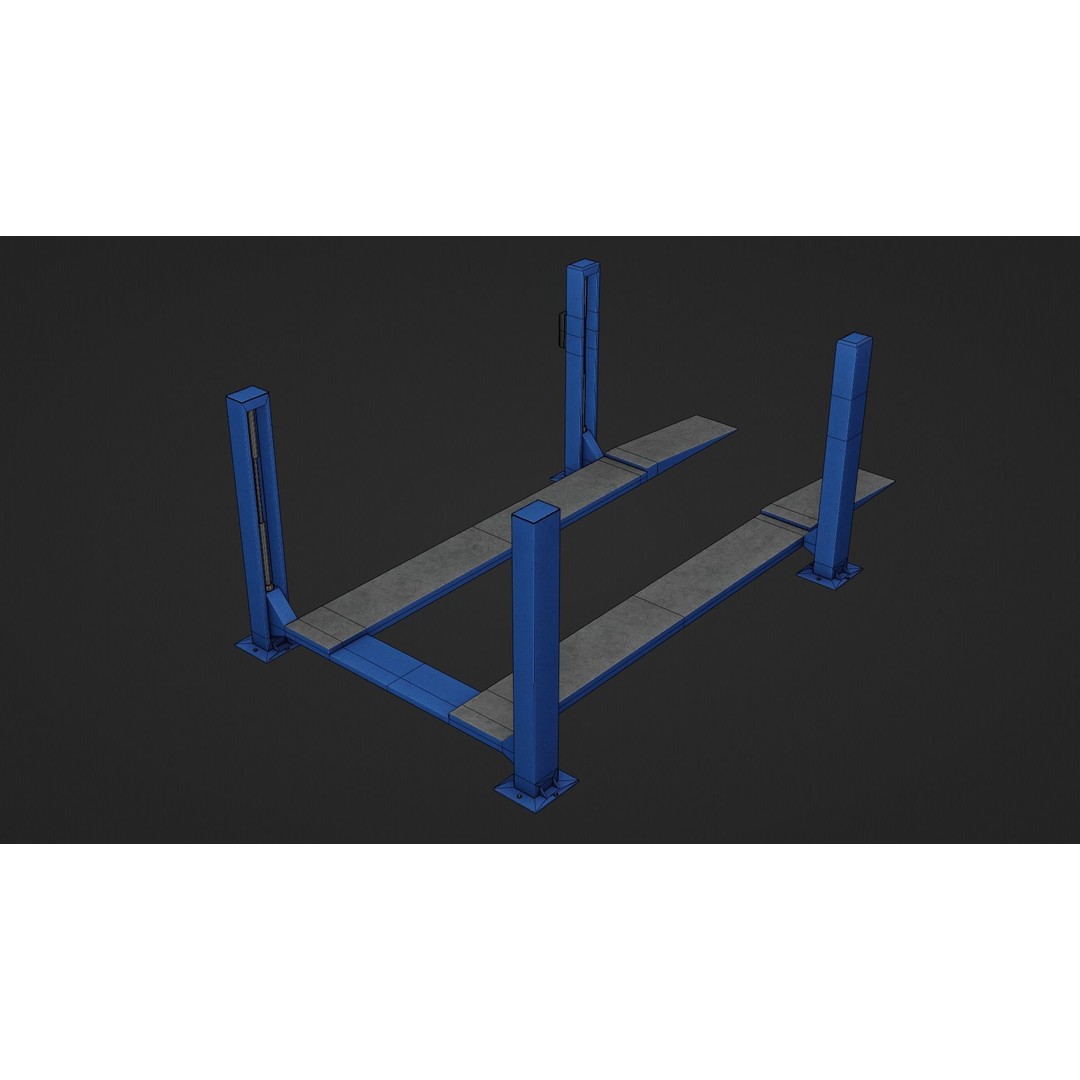 Car Lift 3D Model – Low Poly Industrial Asset, FBX, OBJ, PBR - View 12