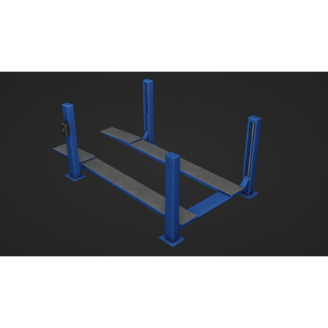 Car Lift 3D Model – Low Poly Industrial Asset, FBX, OBJ, PBR - View 13