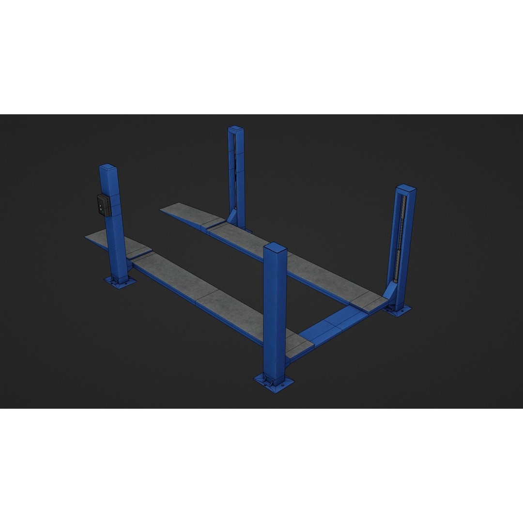 Car Lift 3D Model – Low Poly Industrial Asset, FBX, OBJ, PBR - View 14
