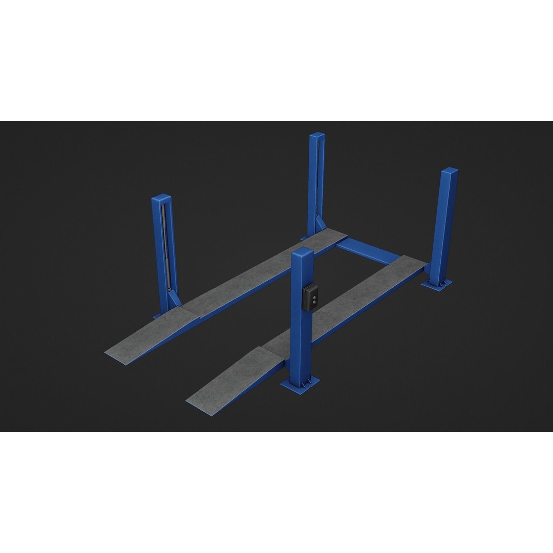 Car Lift 3D Model – Low Poly Industrial Asset, FBX, OBJ, PBR - View 20
