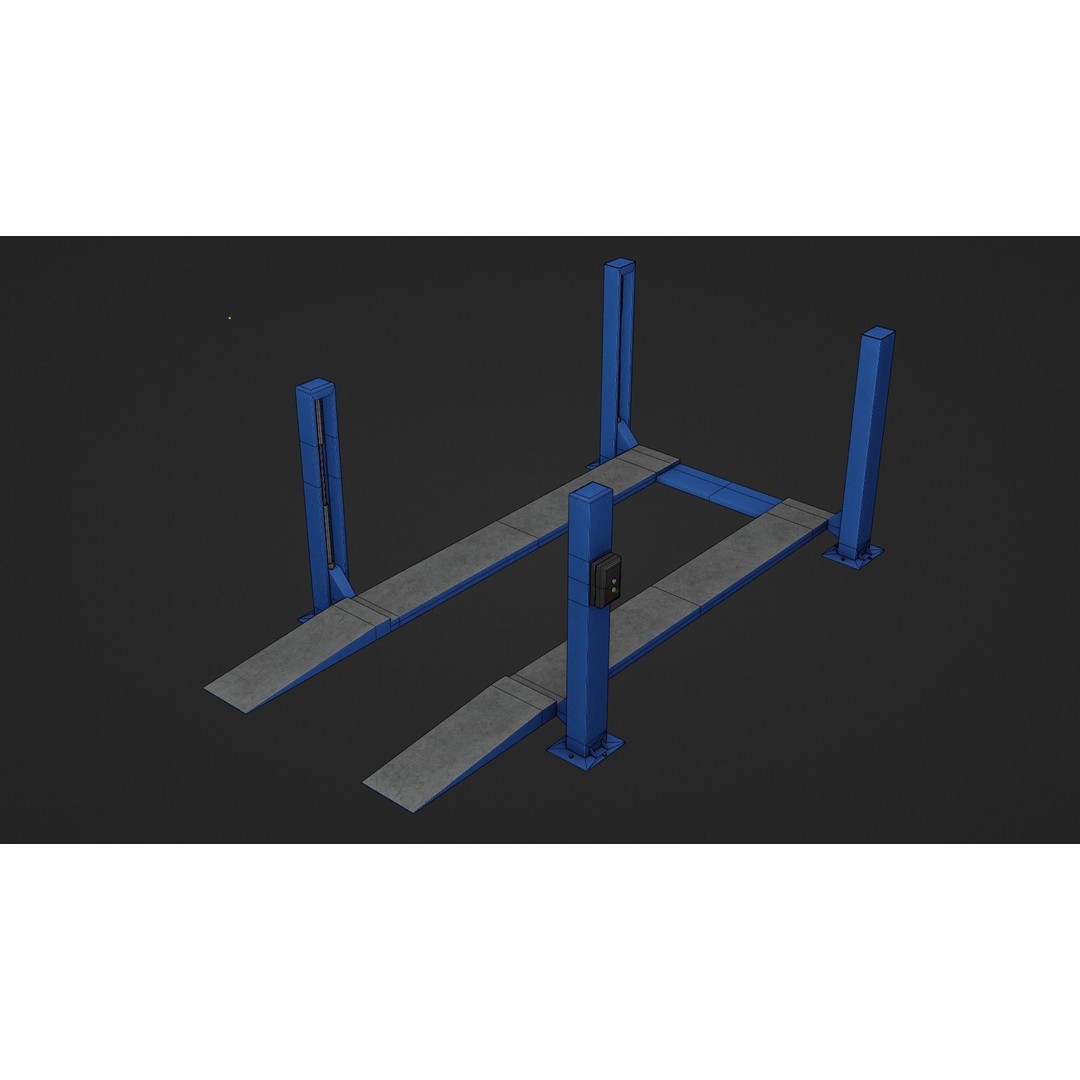 Car Lift 3D Model – Low Poly Industrial Asset, FBX, OBJ, PBR - View 21