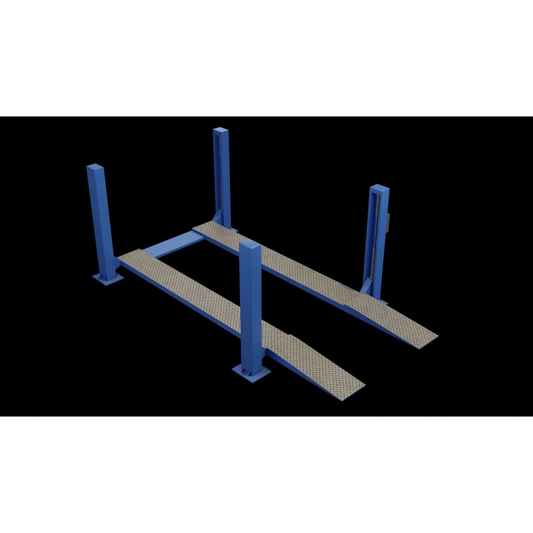 Car Lift 3D Model – Low Poly Industrial Asset, FBX, OBJ, PBR - View 3