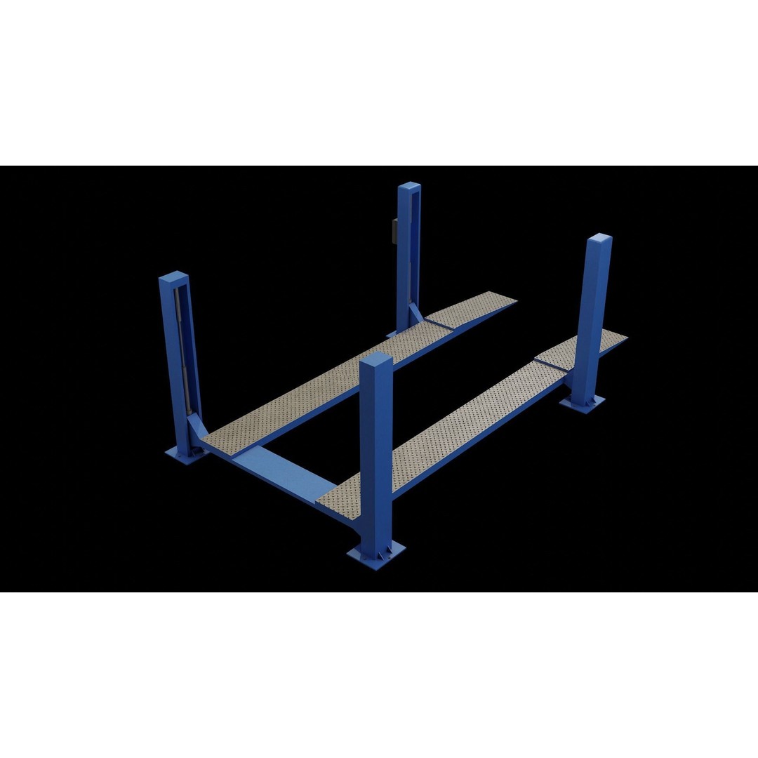 Car Lift 3D Model – Low Poly Industrial Asset, FBX, OBJ, PBR - View 4