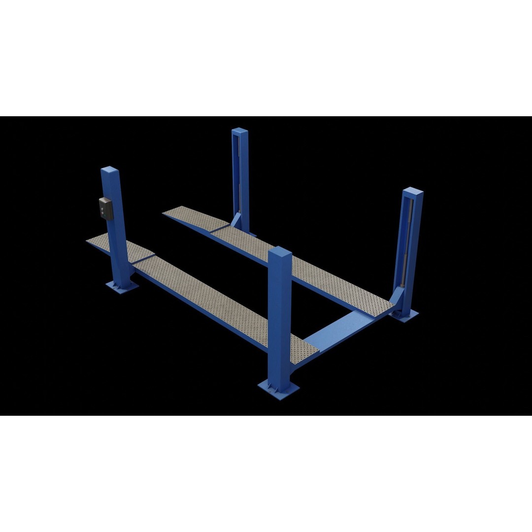 Car Lift 3D Model – Low Poly Industrial Asset, FBX, OBJ, PBR - View 5