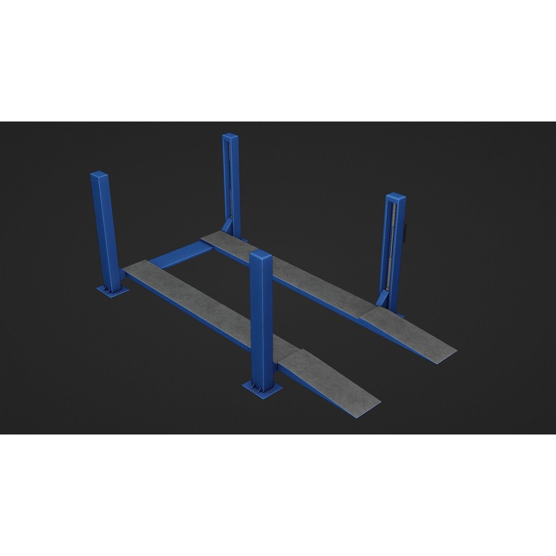 Car Lift 3D Model – Low Poly Industrial Asset, FBX, OBJ, PBR - View 9