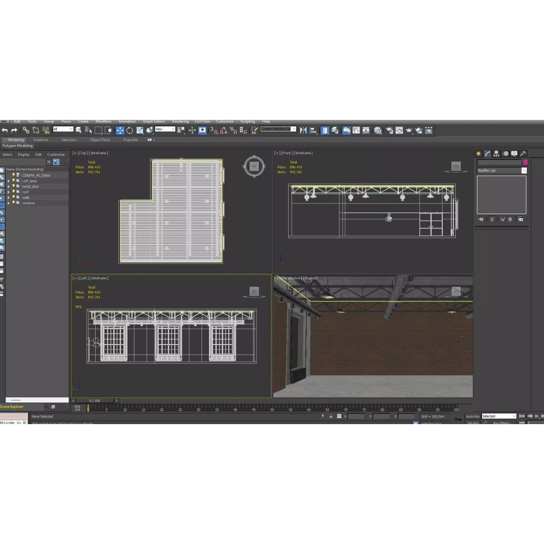 Industrial Loft Interior 3D Model – High Poly Scene, FBX, Blender, Cinema4D