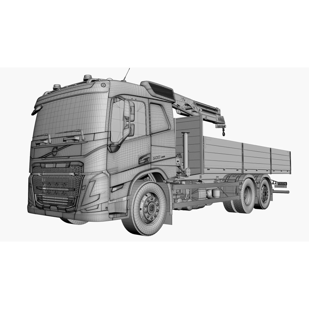 Volvo FM 2020 Crane 3D Model – High Poly Game Asset, FBX, OBJ - View 43