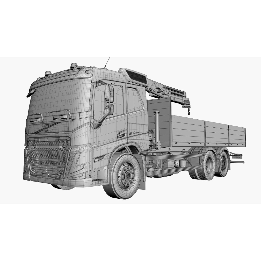 Volvo FM 2020 Crane 3D Model – High Poly Game Asset, FBX, OBJ - View 44