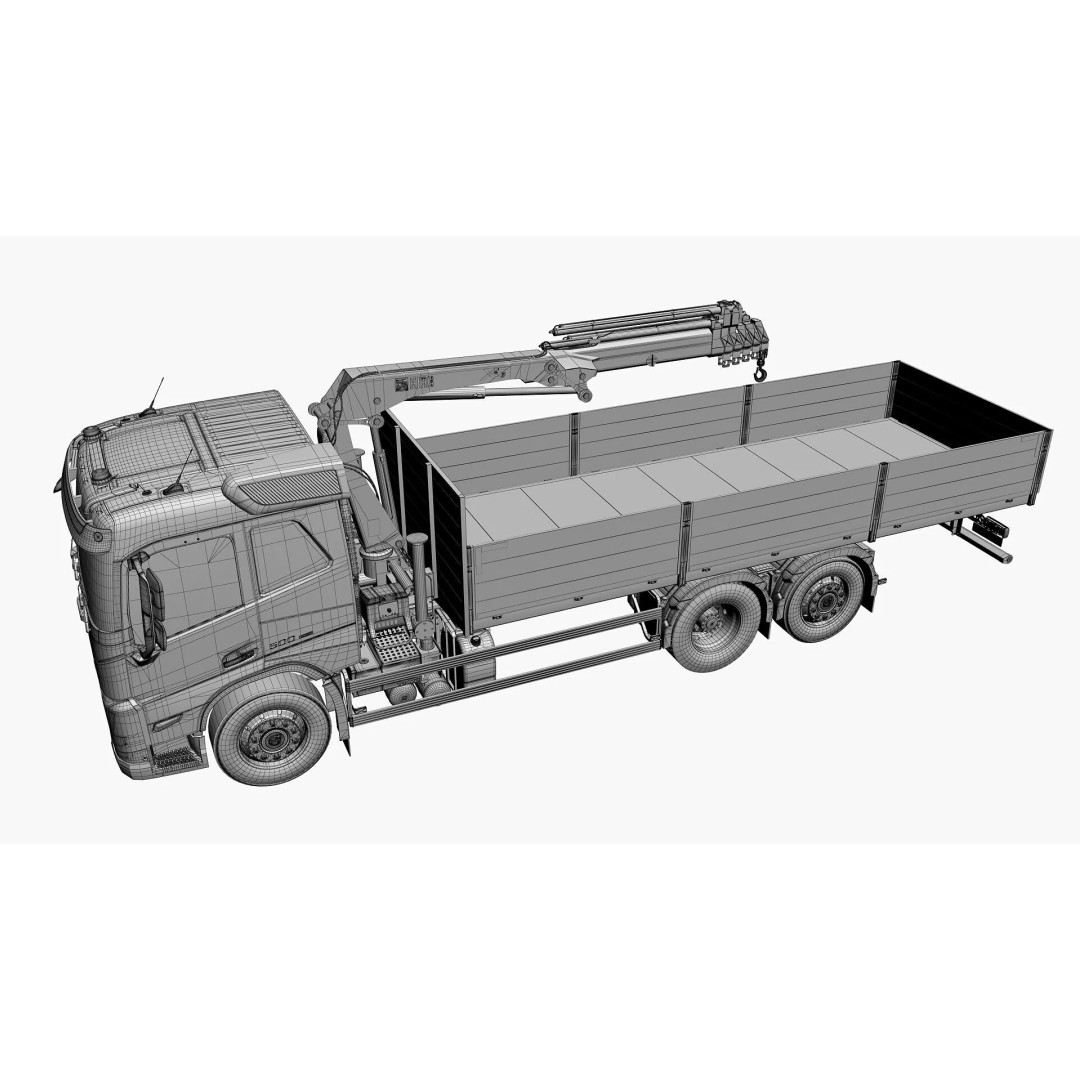 Volvo FM 2020 Crane 3D Model – High Poly Game Asset, FBX, OBJ - View 50